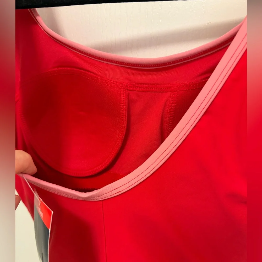 Lands’ End Women’s One-Piece Swimsuit Red/Pink Colorblock XS | NWT